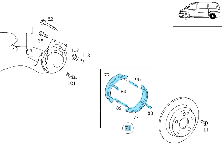 El Fren Balatası Yaylı Set Vito W638, OEM A0034207020, A0024204720