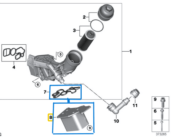 Motor Yağ Soğutma Radyatörü BMW 1 Seri F20, F21, 2 Seri F22, F23, 3 Seri F30. F31, F34, 4 Seri F33, 5 Seri F11, F10, G30, 7 Seri G11, G12, X3 F25, G01, X4 F26, G02, X5 F15, B47 Motor OEM 11428585625, 11428574005