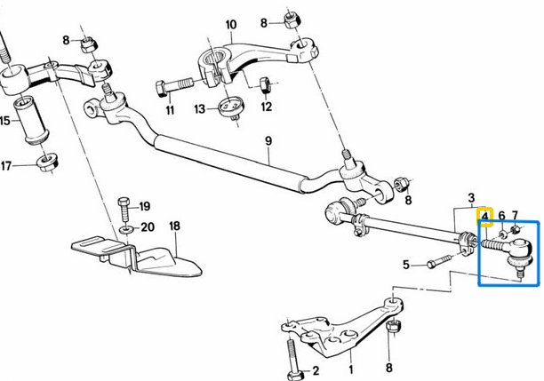 Rot Başı Sol BMW 5 Seri E28, E34, 7 Seri E32  OEM 32211135819