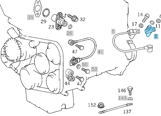 Krank Devir Sensörü / Konum Sensörü / Krank Pozisyon Sensörü Motor: OM611, OM612, OM613, OM646, OM651, M111, M112, M271, M272 OEM A6519050000, A0031532728, A0031532828
