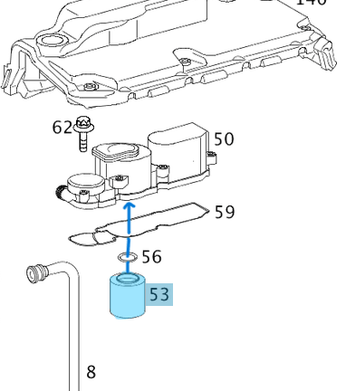 Yağ Seperatör Filtresi / Yağ Siklon Filtresi / Yağ Ayırıcı Filtresi Motor: OM611, OM612 OEM A000 016 04 34