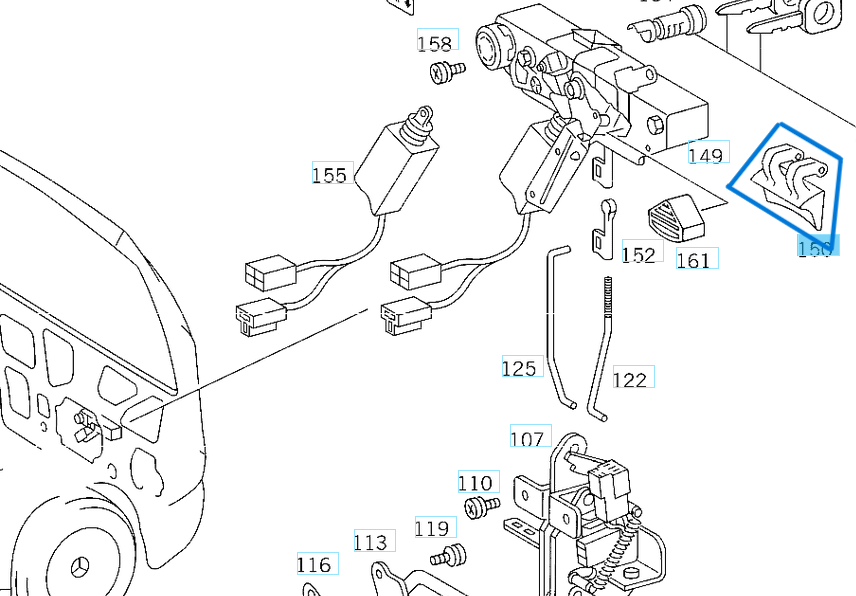 Bagaj Kapağı İçten Açma Mandalı Vito W638 OEM A0007430372