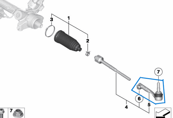 Rot Başı Sağ BMW 1 Seri E81, E82, E87, E88, 3 Seri E90, E91, E92, E93, X1 E84  OEM 32106765090