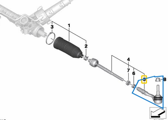 Rot Başı Sol BMW 5 Seri F07, F10, F11, 6 Seri F06, F12, F13, 7 Seri F01, F02, F04,  OEM 32106784790