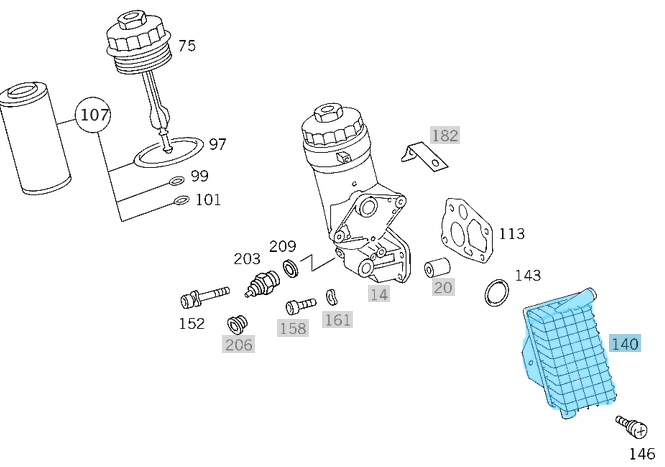 Yağ Radyatörü Vito W638, Sprinter W901, W902, W903, W904, Motor: OM601, OM602, OEM A6011800065