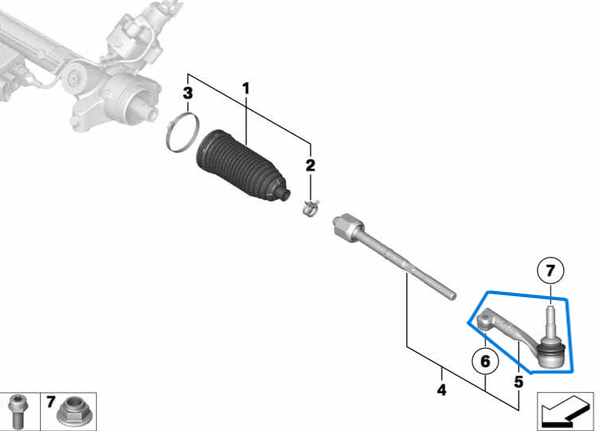 Rot Başı Sağ BMW 1 Seri E81, E82, E87, E88, 3 Seri E90, E91, E92, E93, X1 E84  OEM 32106767782