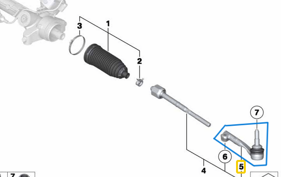 Rot Başı Sol BMW 1 Seri F20, F21, 2 Seri F22, F23, F87, 3 Seri F30, F31, F34, 4 Seri F32, F33, F36, F83, OEM 32106799966