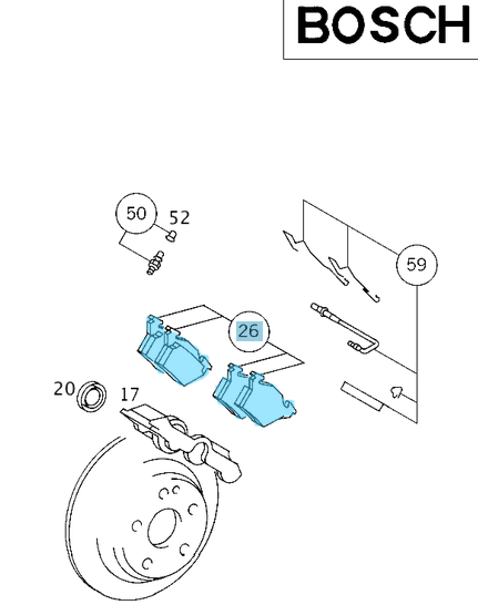 Fren Balatası Arka Kulaklı Vito W638 OM611 CDI 96-03 Bosch Tipi OEM A0004214210, A0034200220