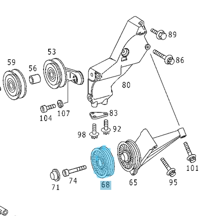 Kayış Gergi Kasnağı / Kayış Gergi Makarası Kanallı Tip. Motor: OM611, OM612, OM647, OM651, OEM A6112340293, A6112340193