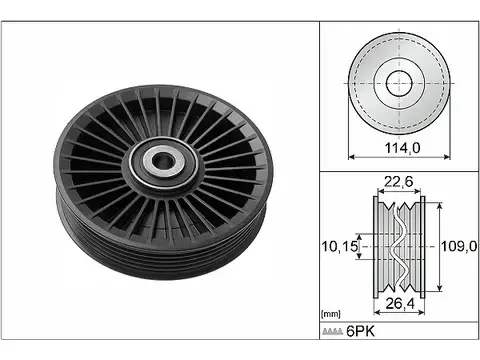 Kayış Gergi Kasnağı / Kayış Gergi Makarası Kanallı Tip. Motor: OM611, OM612, OM647, OM651, OEM A6112340293, A6112340193