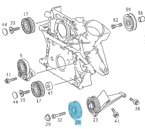 Kayış Gergi Kasnağı / Kayış Gergi Makarası Kanallı Tip. Motor: OM611, OM612, OM647, OM651, OEM A6112340293, A6112340193