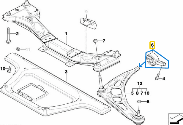 Salıncak Burcu Komple (Kovanlı) Ön Sol 66mm BMW 3 Seri E46 OEM 31126783376, 31126757623